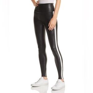Spanx Faux Leather Side Stripe Black Leggings Size Medium